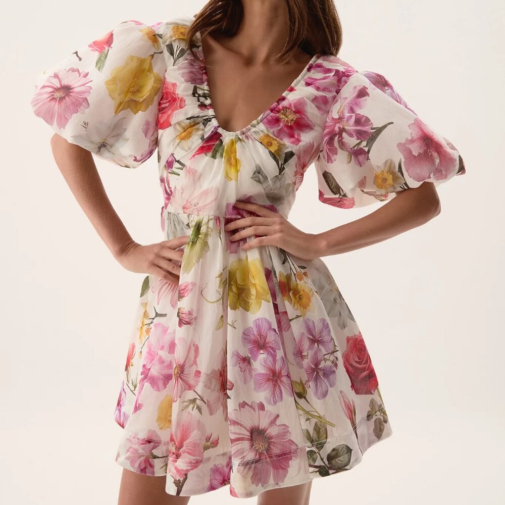 Gorgeous Floral Aje Linen Dress NWT
